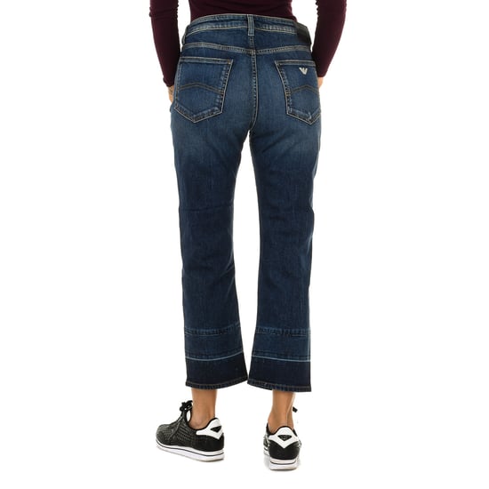 Women's long worn and torn effect denim pants 6Y5J10-5D2XZ - Image 3
