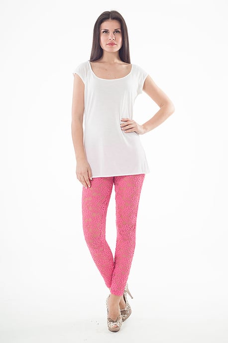 Lace Leggings in Fuschia
