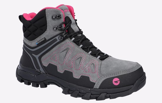 Hi-Tec V-Lite Explorer WP Koe-Suède Leren Wandelschoenen Voor Dames Grijs/Fuchsia - Image 2