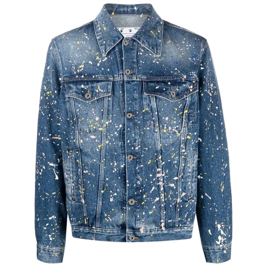 Off-White Paint Splatter Skate Fit Blue Denim Jacket
