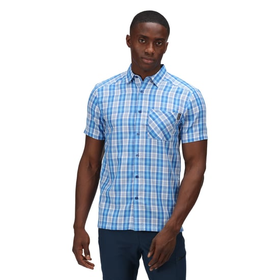 Regatta Mens Mindano VI Checked Short-Sleeved Shirt (Imperial Blue)