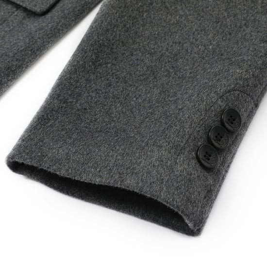Knälång vinterullrock för män Slim Fit Turn-Down Collar Business Coats Grå - Image 5