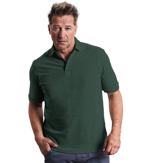 Russell Heren 100% Katoenen Korte Mouw Poloshirt (Fles groen) - Image 2