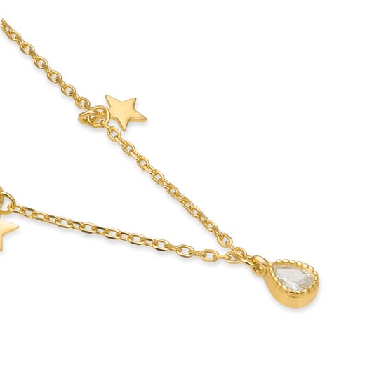 Luxenter Star Necklace made of 925 sterling silver and brilliant zirconia finished in 18 carat yellow gold plating