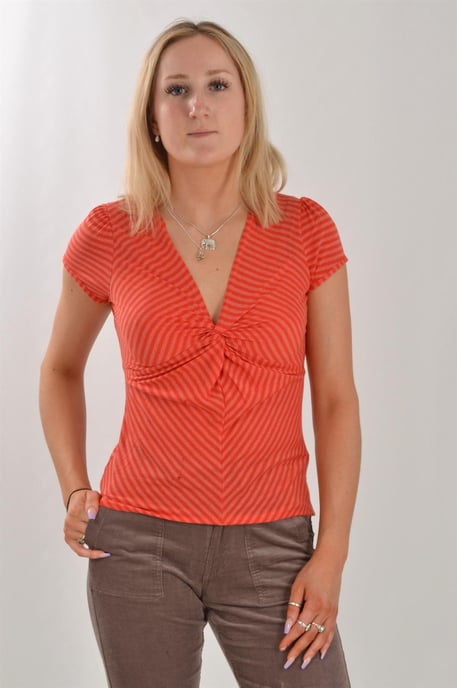 Striped Twist Front Top