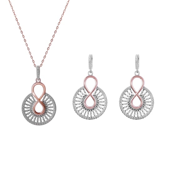 Orphelia 'Frida' Dames 925 Sterling Zilveren Set: Ketting + Oorbellen - Roze SET-7437 - Image 1