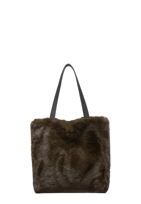 Faux Fur Shoulder Tote Bag
