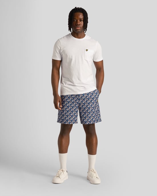 Heren Resort Shorts met bloemenprint in donkerblauw - Image 1