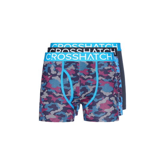 Crosshatch Heren Linamo MVE Open Fly Boxershorts (Set van 3) (Blauw) - Image 1