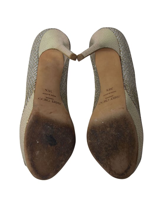 Jimmy Choo Dahlia Platform Peep Toe Pumps in Silver Glitter - Image 5