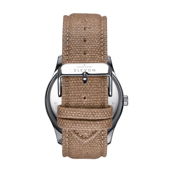 Elevon Crosswind Canvas-Overlaid Leather-Band Watch w/ Date