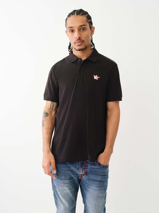 Relaxed Buddha Patch Polo in Black