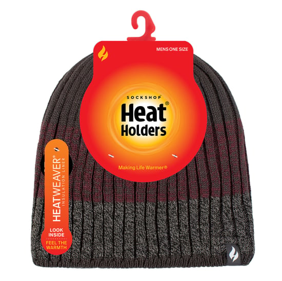 Fleece fodrad randig vintermössa för herrar | värmehållare | högpresterande mjuk isolerad termisk mössa - Charcoal - Image 2