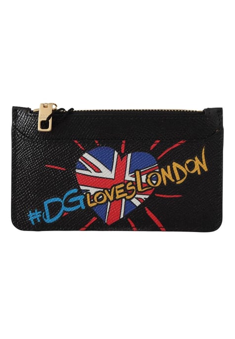 Dolce & Gabbana Women's Black Leather #DGLovesLondon Cardholder Coin Case Wallet