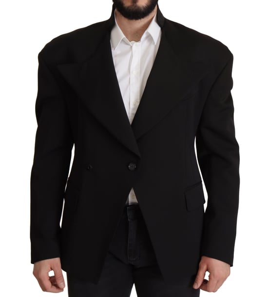 Dolce & Gabbana Svart Ull Enkelknäppt Jacka Herr Blazer - Image 1