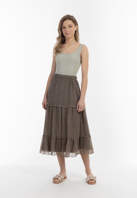 Dreimaster Maxi rok Dames olijf wol wit - Image 2