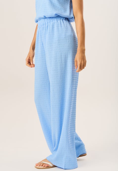 Textured Elastic Waist Pull On Trousers