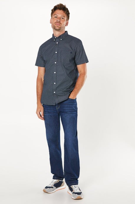 Geo Flower Print Short Sleeve Shirt