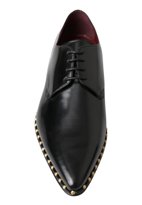 Dolce & Gabbana Men's Black Derby Gold Studded Leather Shoes