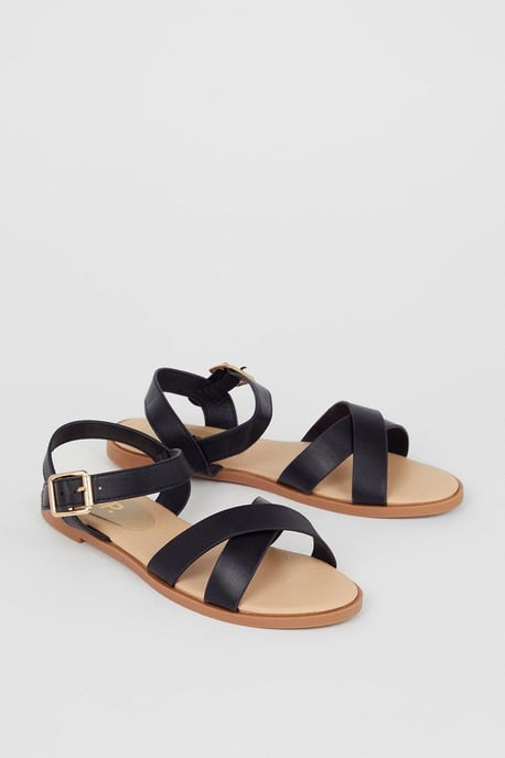 Florence Cross Strap Flat Sandals - Image 3