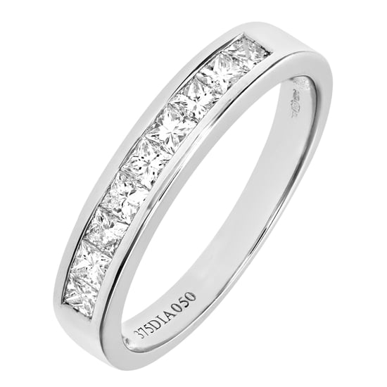 9ct White Gold 0.50ct Princess Cut Diamond Channel Set Half Eternity Ring - Image 2
