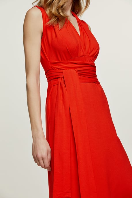 Red Jersey Empire Line Dress