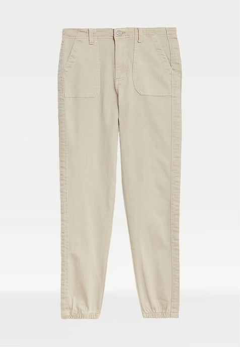 M&S Collection Ladies Cotton Blend Slim Fit Ankle Grazer Joggers Beige - Image 5