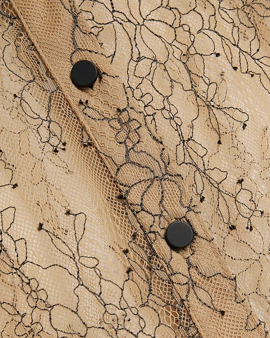 River Island Womens Shirt Beige Long Sleeved Sheer Lace