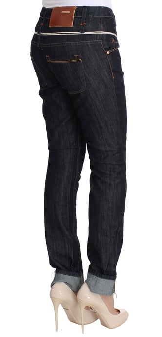 Acht Kvinnor Blå Denim Bomullsbyxor Rak Passform Jeans - Image 4