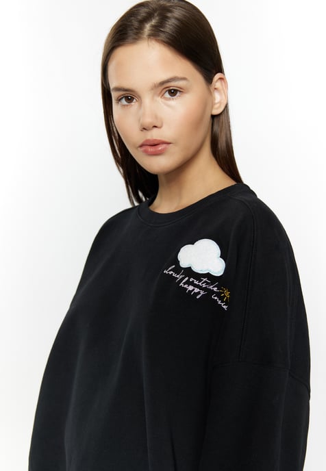 Mymo Sweatshirt met applicatie Dames zwart - Image 5