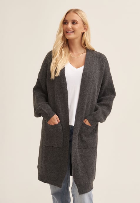 Fine Knit Pocket Edge to Edge Cardigan