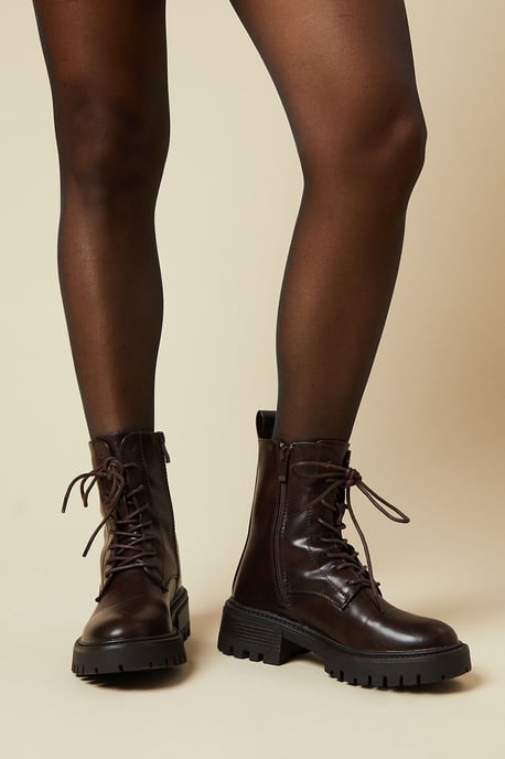 Faith: Maggie Front Lace Chunky Ankle Boot