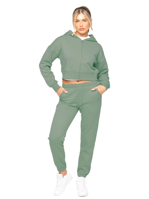 Enzo | Womens Crop Zip Hoodie Tracksuit Set - Image 1
