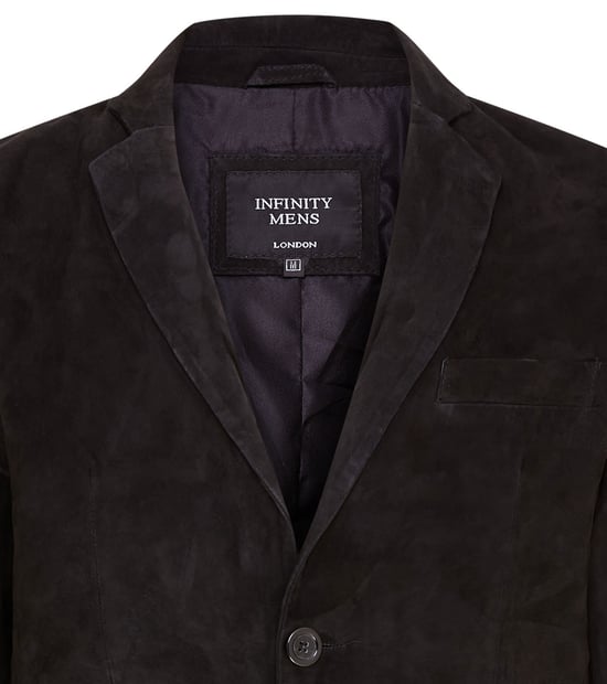 Mens Black Slim Goat Suede Italian Blazer Jacket-Somero