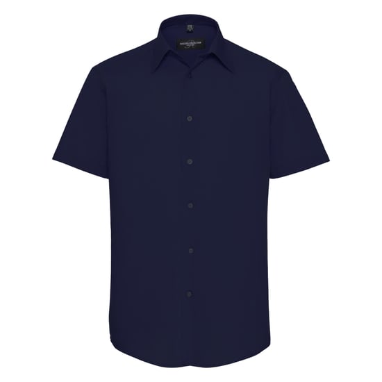 Russell Collectie Heren Korte Mouwen Poly-Katoen Easy Care op maat gemaakt Poplin Shirt (Franse marine) - Image 1