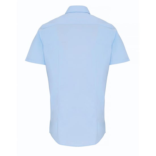 Premier Mens Poplin Stretch Short-Sleeved Shirt (Pale Blue)
