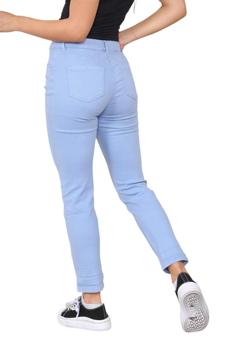 M&Co Womens High Rise Tapered Straight Leg Mom Jeans in Sky Blue - Image 2