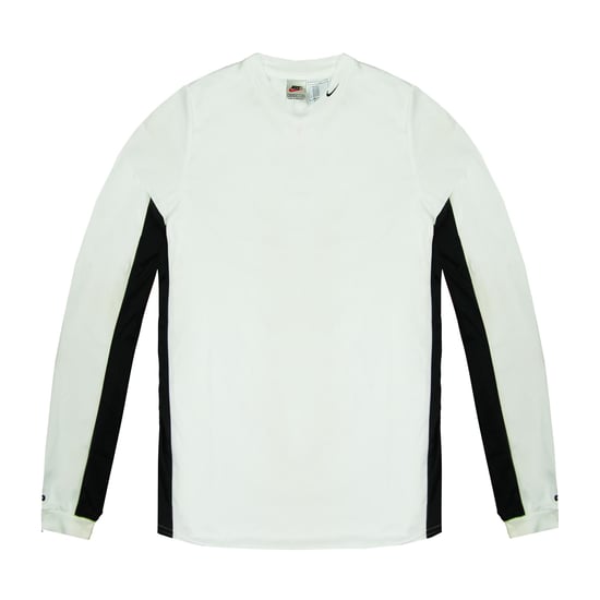Nike Dri-Fit Logo Long Sleeve Shirt White Black Womens Training Top 260027 100