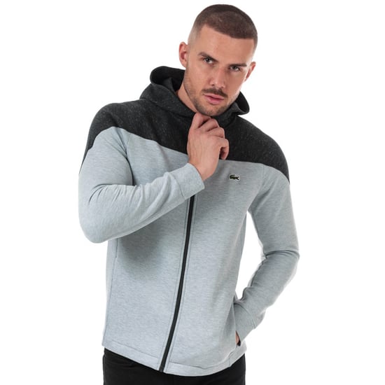 Men's Lacoste Colourblack Two Ply Zull Zip Hoody in Grey - Image 4