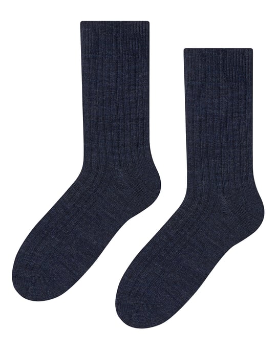 Mens Alpaca Wool Socks for Winter | Steven | Knitted Crew Boot Socks - Grey - Image 1