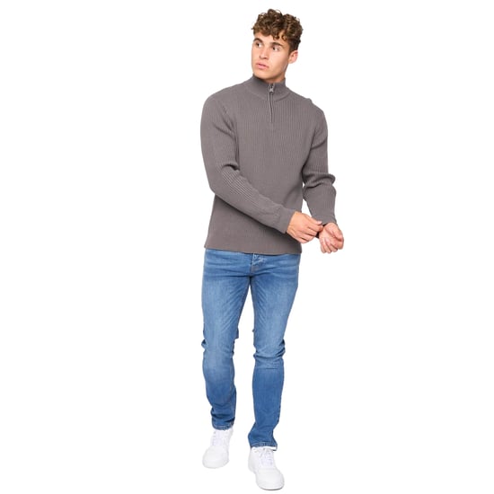 Crosshatch Mens Havaline stickad tröja med kvarts dragkedja (kolgrå) - Image 4