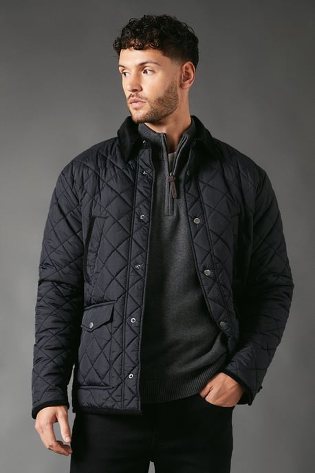 Cord Collar Diamond Quilted Jacket