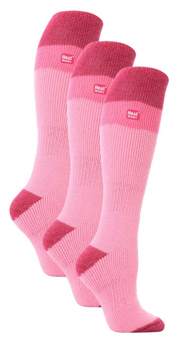 Värmehållare - 3-pack termiska knästrumpor för damer | WoMens tjocka vinterstrumpor 2.3 TOG långa skidstrumpor - Ljusrosa / hallon - Image 1
