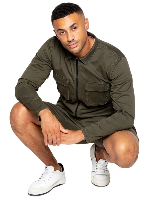Enzo | Heren Cargo Trainingspak Met Korte Broek Set - Khaki - Image 6