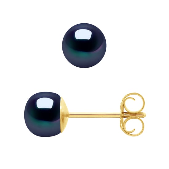 DIADEMA - Earrings - Real Freshwater Pearls - Black Tahitian Style