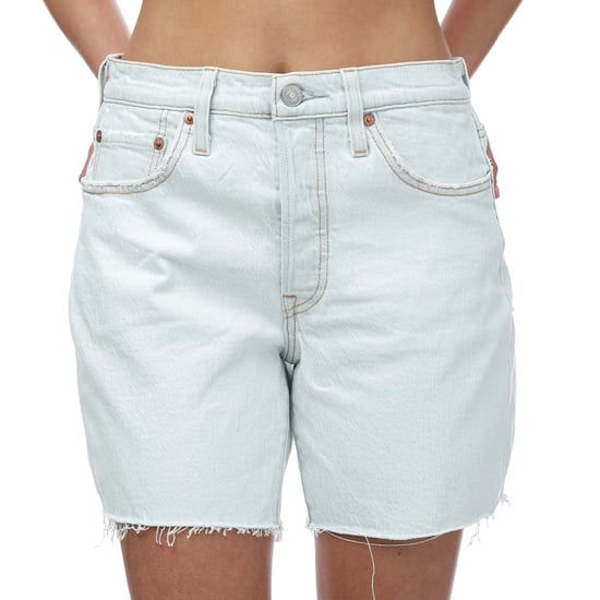 Women's Levis 501 Mid Thigh Shorts in Light Blue