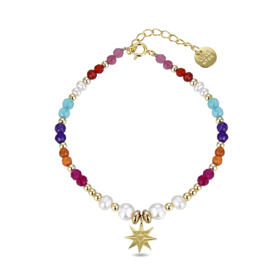 Luxenter shasha bracelet in 925 sterling silver and multicoloured crystal with 18 carat yellow gold plated finish