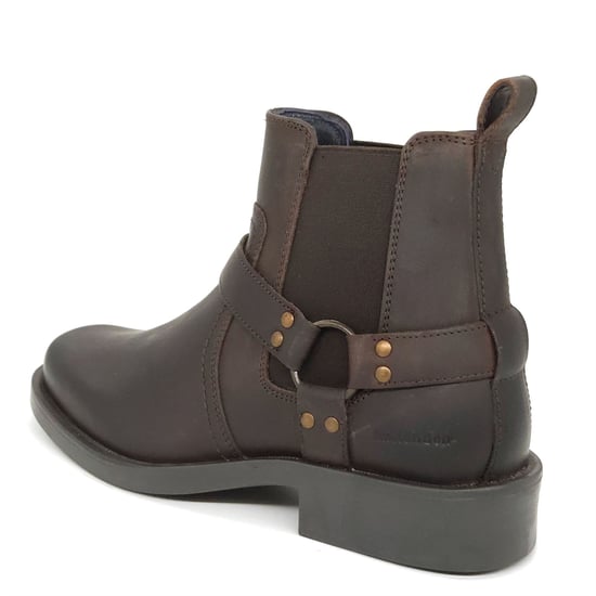 HX London Malden Leather Brown Mens Chelsea Biker Western Square Toe Boots