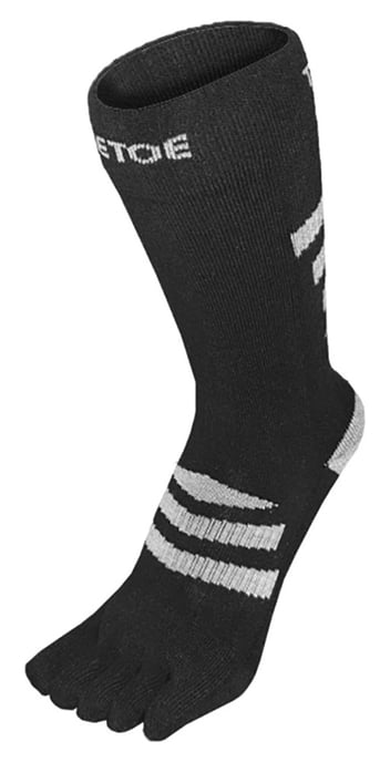 TOETOE - Mens & Ladies Outdoor 3D Terry Walker Cushioned Wool Toe Socks - Black & Grey - Image 1