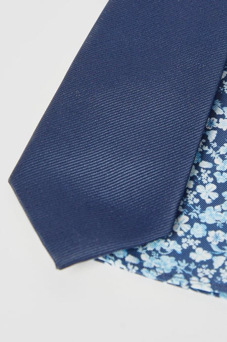 Navy Tie And Ditsy Pocket Square